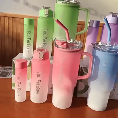 1200ml 3 in 1 Stanley Tumbler Mug - Gradient Colour Drinking Water Bottles  For Girls & Boys - Premium Quality Iced Coffee Mug